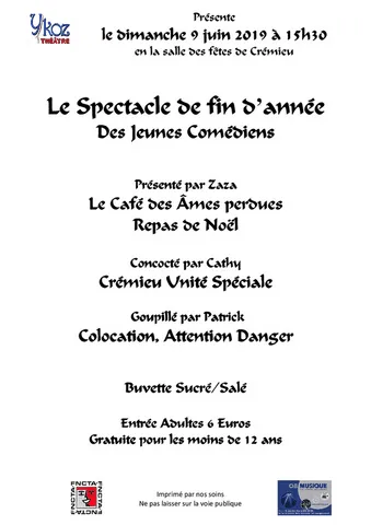 Affiche du spectacle des jeunes du 9 juin 2019